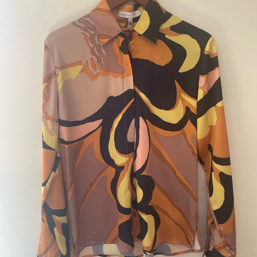 Sandra Weil abstract print silky shirt